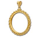 14K Gold Screw-Top Rope Polished Coin Bezel - 27 mm