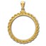 14K Gold Screw-Top Rope Polished Coin Bezel - 27 mm
