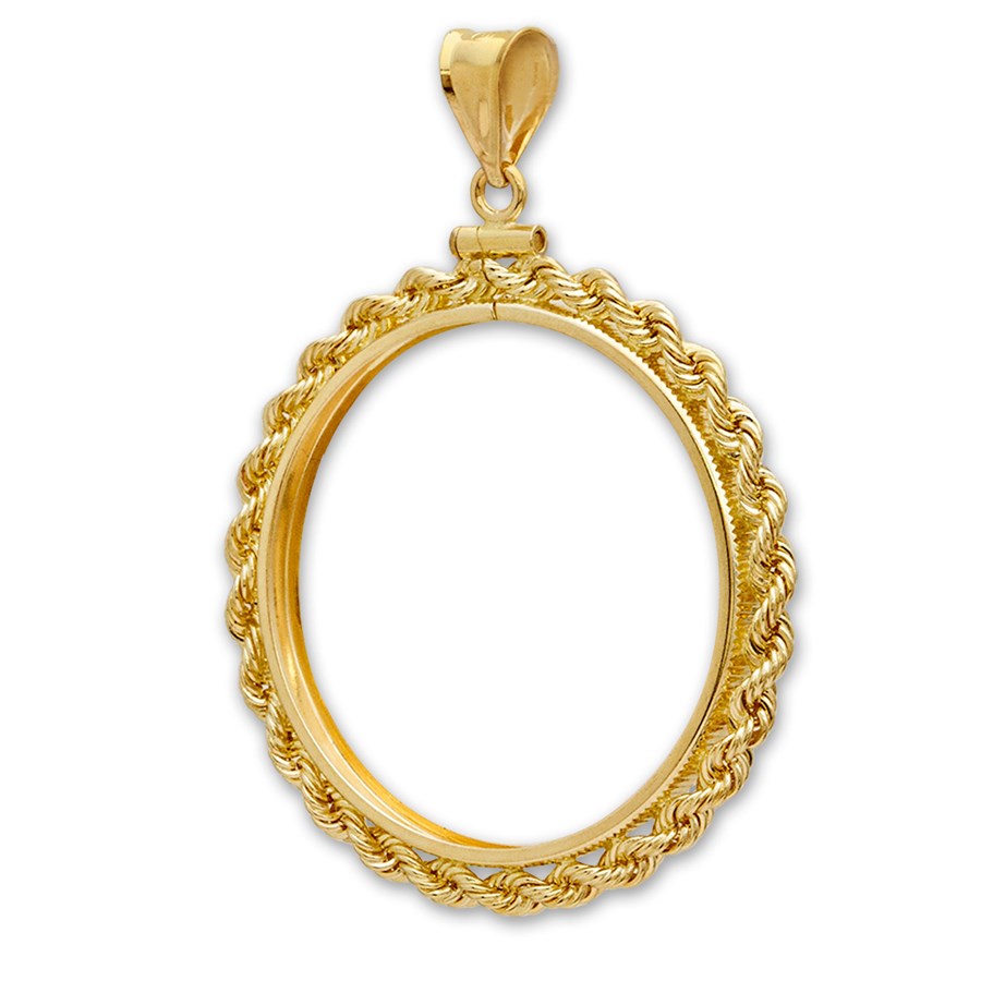 14K Gold Screw-Top Rope Polished Coin Bezel - 27 mm