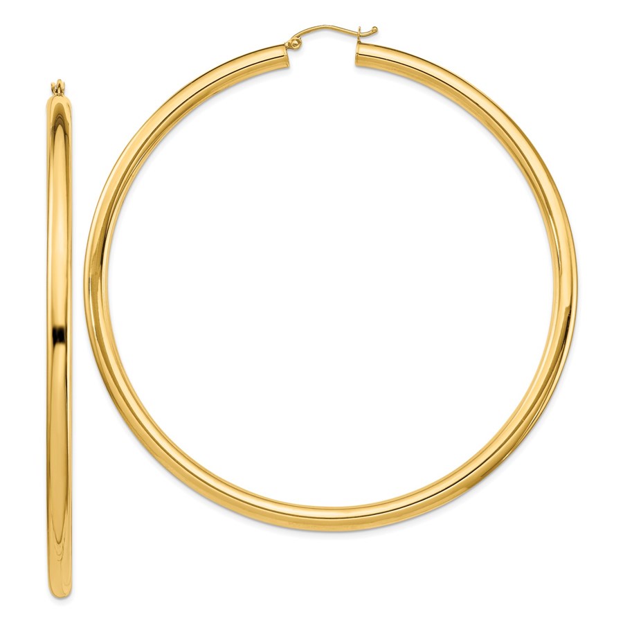 14k Lightweight 4mm Polished Hoop Earrings - 84.75 mm