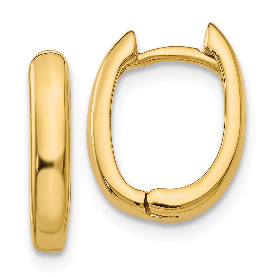 14k Oval Hinged Hoop Earrings