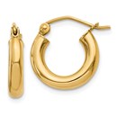 14k Polished 14 mm Lightweight Round Hoop Earrings