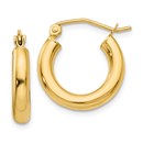 14k Polished 3 mm Lightweight Round Hoop Earrings