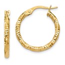 14k Polished and Textured Hoop Earrings