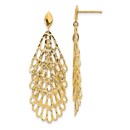 14K Polished and Textured Post Dangle Earrings - 51.4 mm