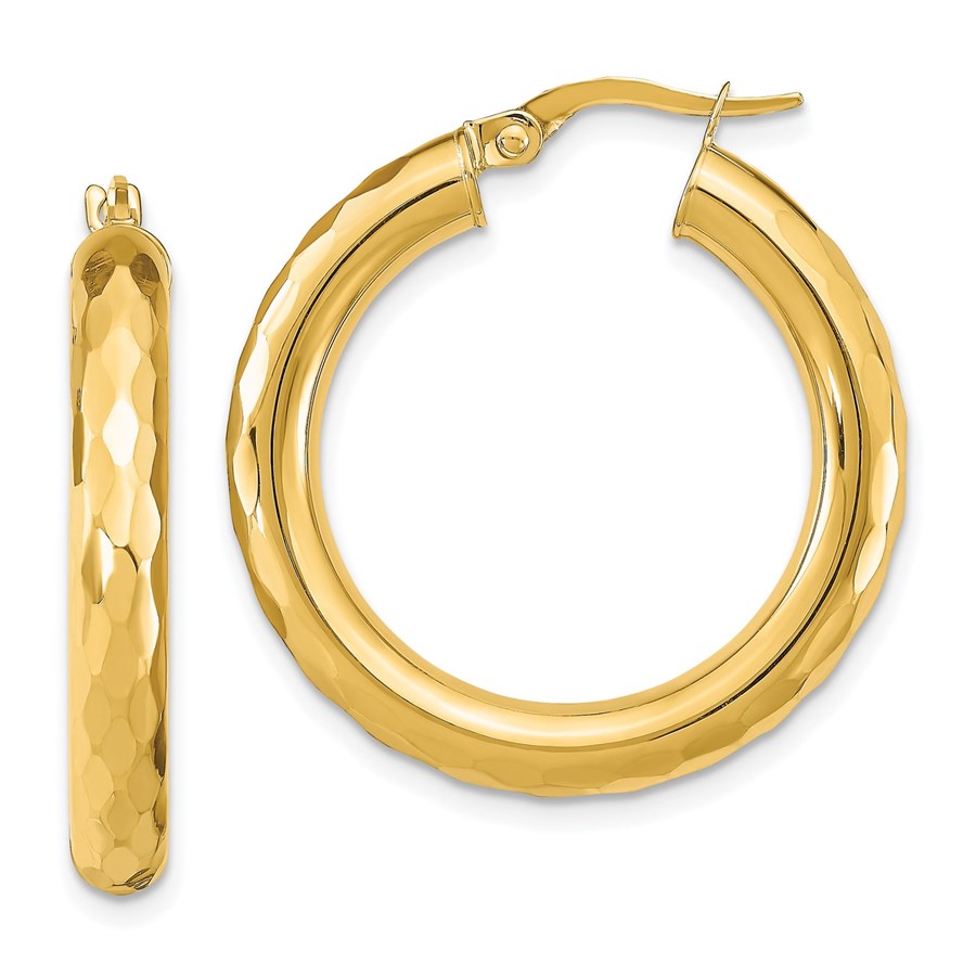 14K Polished D/C Hoop Earrings - 28.83 mm