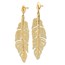 14K Polished D/C Textured Leaf Post Dangle Earrings - 49 mm