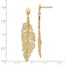 14K Polished D/C Textured Leaf Post Dangle Earrings - 49 mm