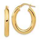 14K Polished Oval Hoops - 10.69 mm