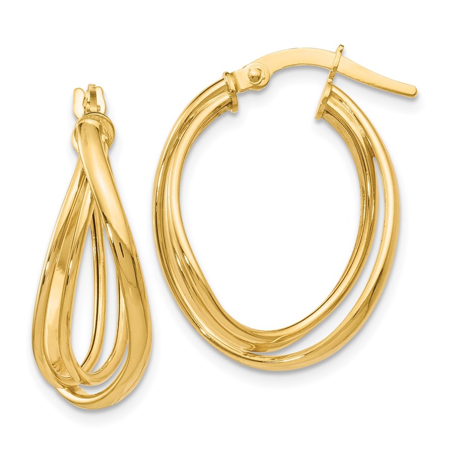 14K Polished Twist Hoop Earrings - 21 mm