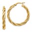 14K Polished Twisted Hoop Earrings - 28 mm