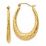 14k Polished Twisted Oval Hollow Hoop Earrings