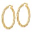 14K Polished Twisted Textured Hoop Earrings - 39.4 mm