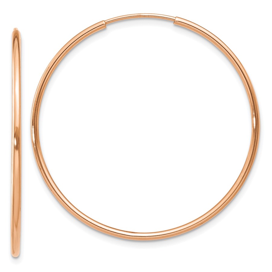 14k Rose Gold 1.2mm Polished Endless Hoop Earrings - 34.15 mm