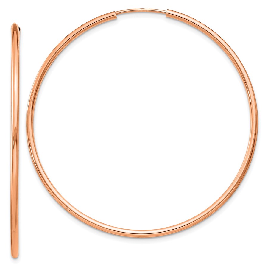 14k Rose Gold 1.5mm Polished Endless Hoop Earrings - 45 mm