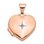 14k Rose Gold Polished Heart with Diamond Locket - 15 mm