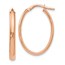 14K Rose Gold Polished Oval Hoop Earrings - 26 mm