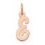 14K Rose Gold Small Script Letter E Initial Charm