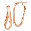 14k Rose Gold Wavy Oval Omega Back Hoop Earrings - 5 mm