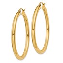 14k Solid Gold 3 mm Polished Round Hoop Earrings