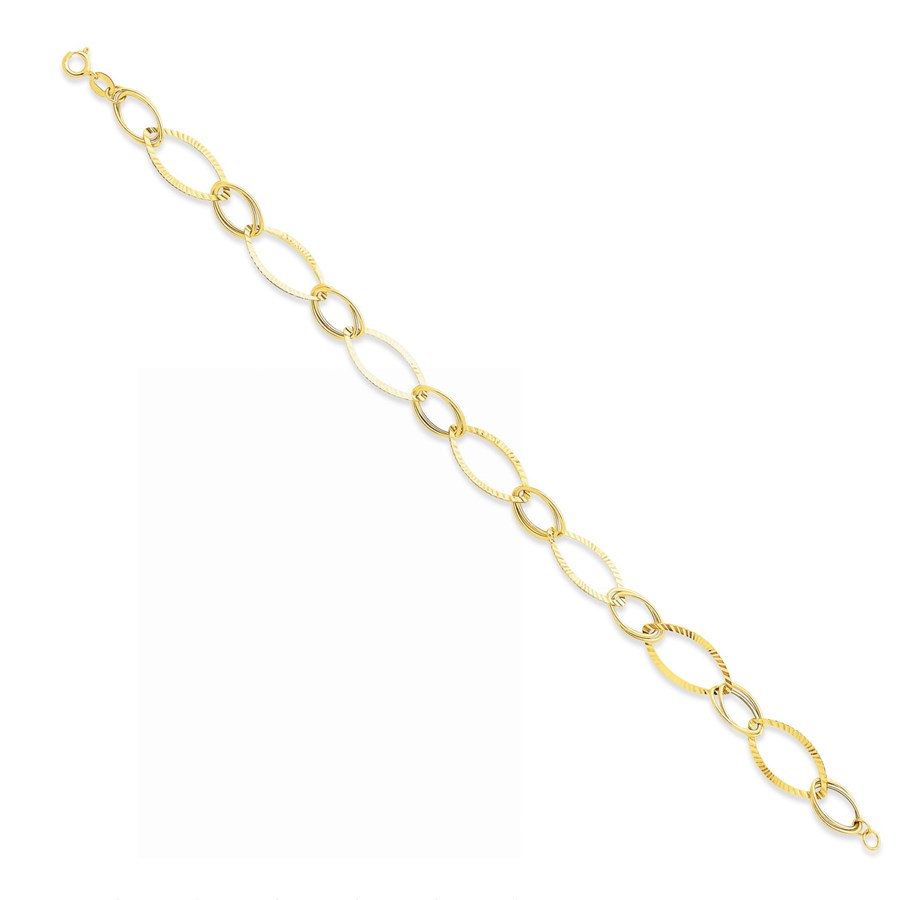 14k Solid Gold Fancy Link Bracelet