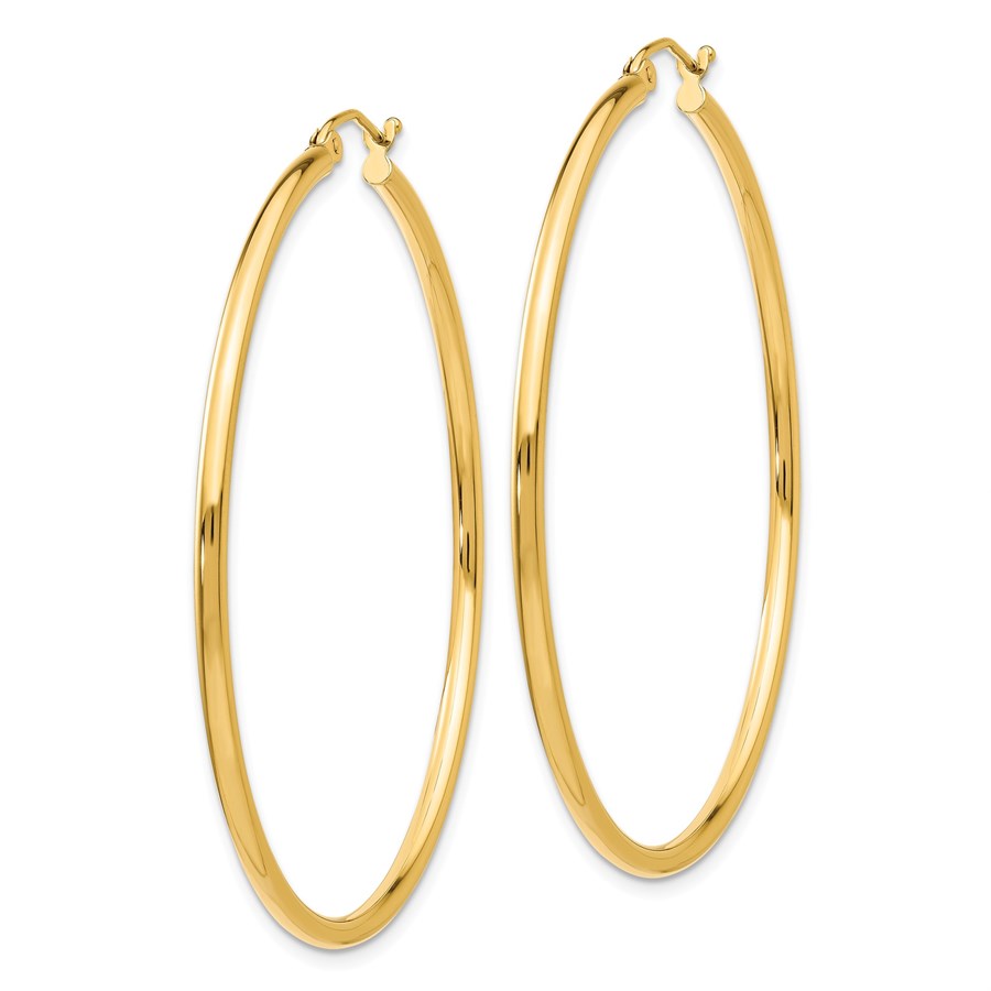 14k Solid Gold Lightweight Tube Hoop Earrings