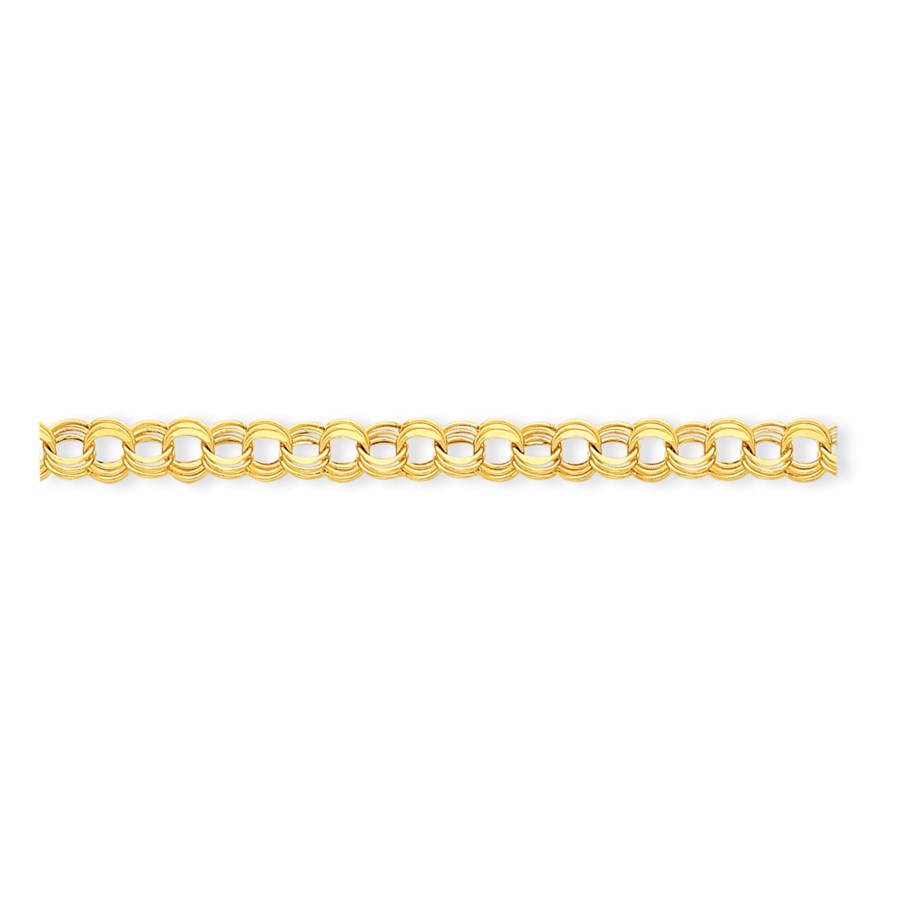 14k Solid Gold Lite 8 mm Triple Link Charm Bracelet