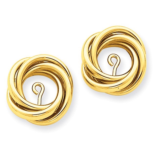 14k Solid Gold Polished Love Knot Earring Jackets - 3634A