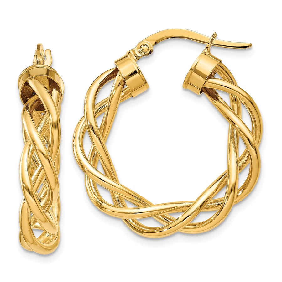 Buy 14k Solid Gold Polished Twisted Hoop Earrings | APMEX