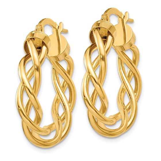 Buy 14k Solid Gold Polished Twisted Hoop Earrings 