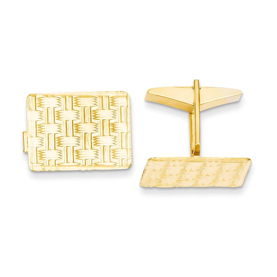 14k Solid Gold Rectangular Cuff Links