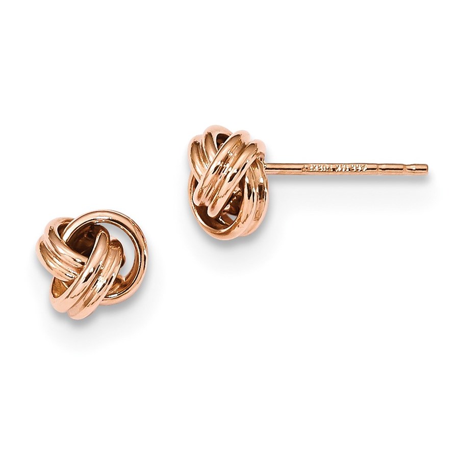 14k Solid Rose Gold Polished Love Knot Post Earrings