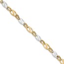 14k Solid Two-Tone Gold Polished & Diamond Cut Bracelet