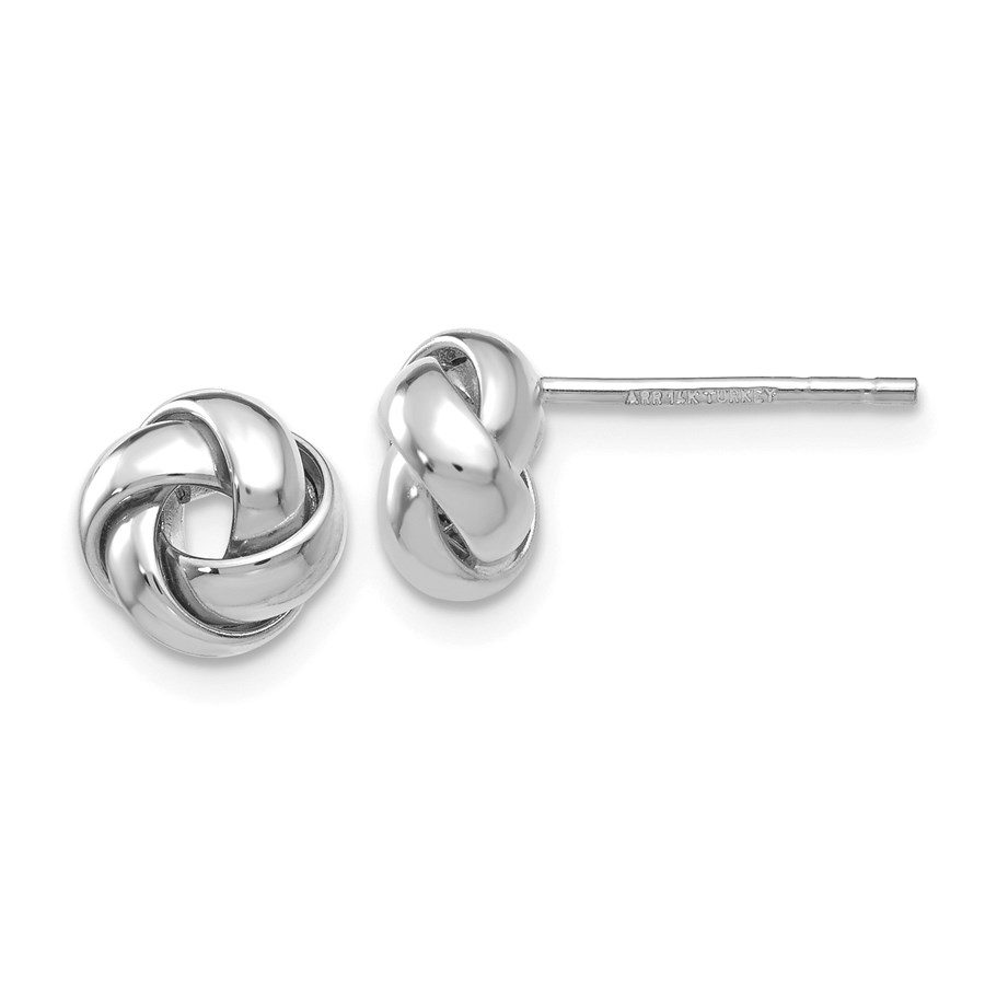 14k Solid White Gold Polished Knot Post Earrings