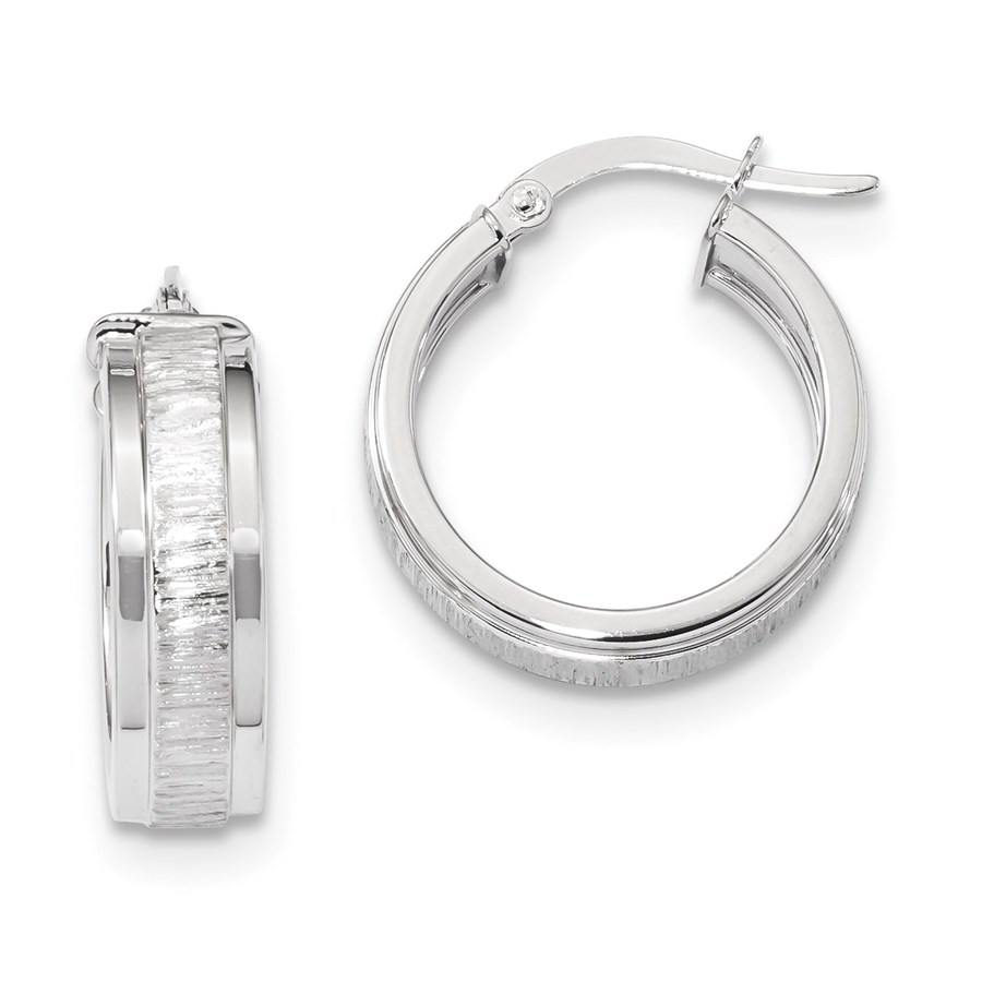 Buy 14k Solid White Gold Polished And Satin Hoop Earrings 2191 Mm Apmex 4756