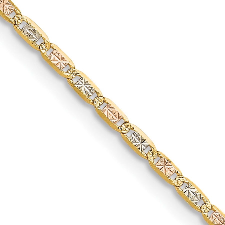 14K Tri-Color 2.0mm Gold Pav‚ Valentino Chain - 24 in.