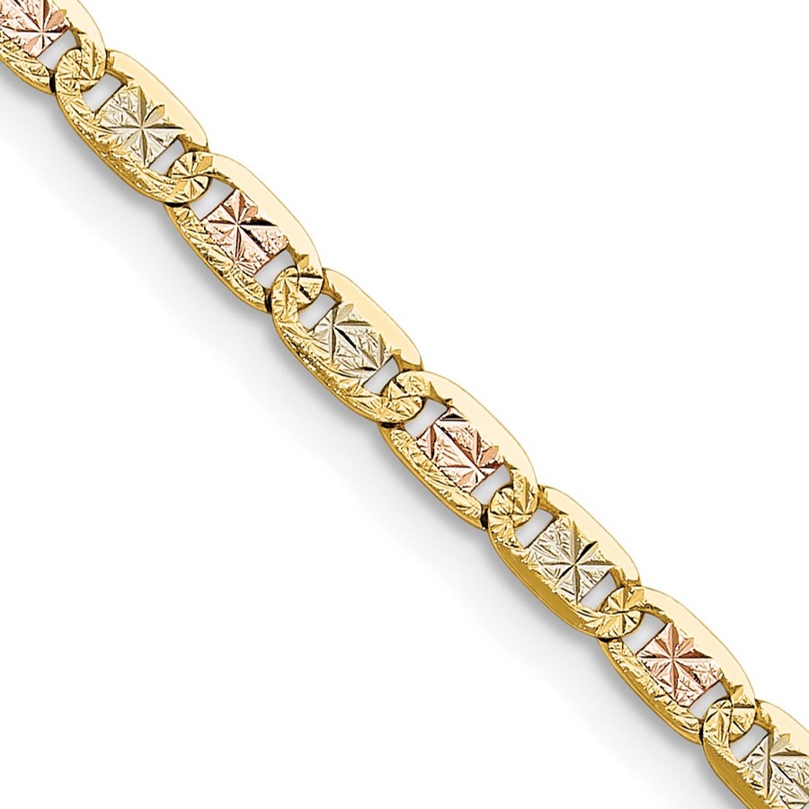 14K Tri-Color 3.2mm Gold Pav‚ Valentino Chain - 24 in.