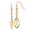 14k Tri-Color Bead & Yellow Oval Dangle Earrings