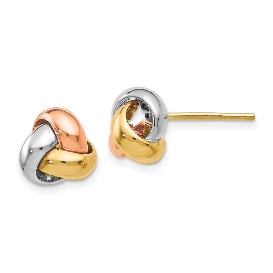 14K Tri-Color Polished Love Knot Earrings - 8.5 mm