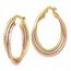 14K Tri-color Polished Twisted Hoop Earrings - 28 mm