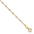 14K Two-tone and Diamond-cut Beads 10in Plus Anklet - 11 in.