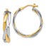 14K Two-tone Braided Hoop Earrings - 28 mm