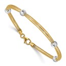 14K Two-tone D/C Beads Stretch Mesh Bracelet - 7.5 in.