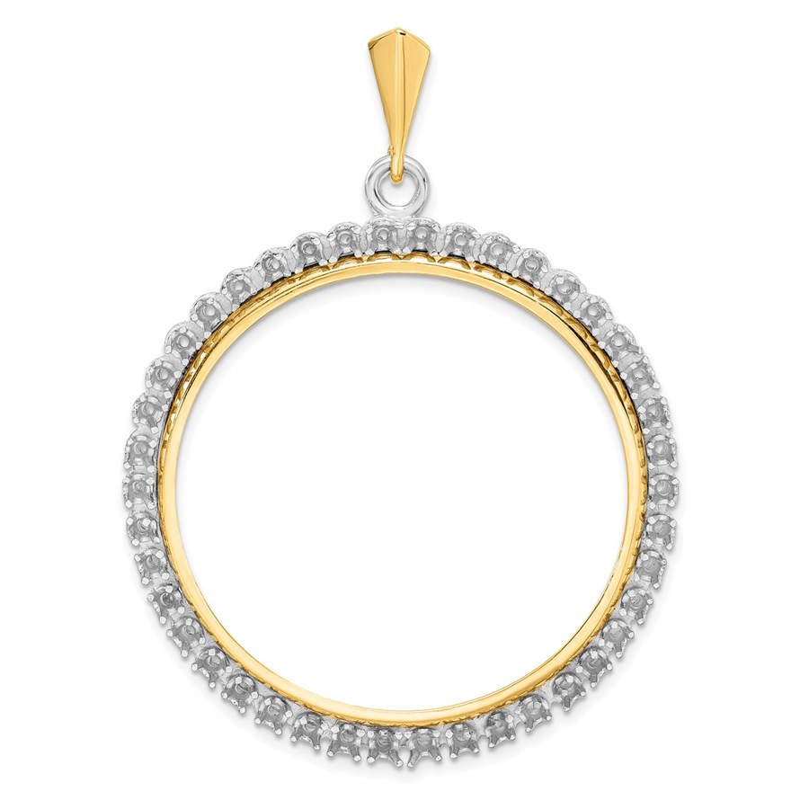 14K Two-tone Diamond 37 mm Prong Coin Bezel Mounting