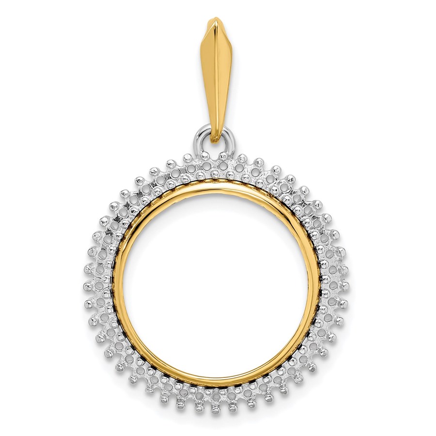 14K Two-tone Diamond Circle 16.5 mm Prong Coin Bezel Mounting