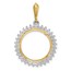 14K Two-tone Diamond Circle 18 mm Prong Coin Bezel Pendant