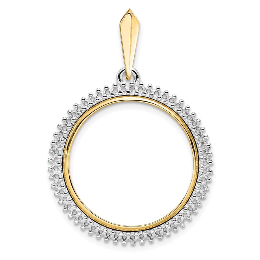 14K Two-tone Diamond Circle 22 mm Prong Coin Bezel Mounting