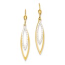 14k Two-tone Diamond-cut Leverback Earrings