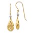 14k Two-Tone Diamond Cut Teardrop Dangle Earrings