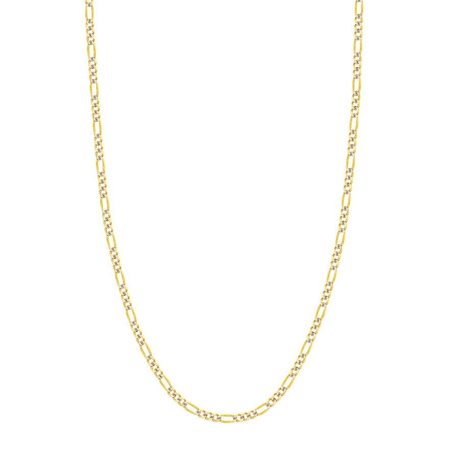 14K Two Tone Gold 3.2 mm Figaro Chain w/ Lobster Clasp - 20 in.